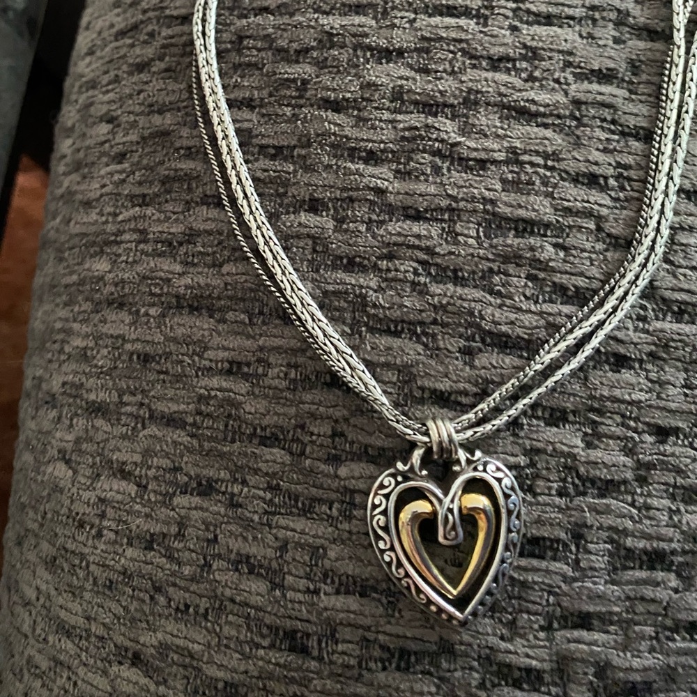 Brighton Two-Tone Heart Pendant Necklace - Silver and Gold